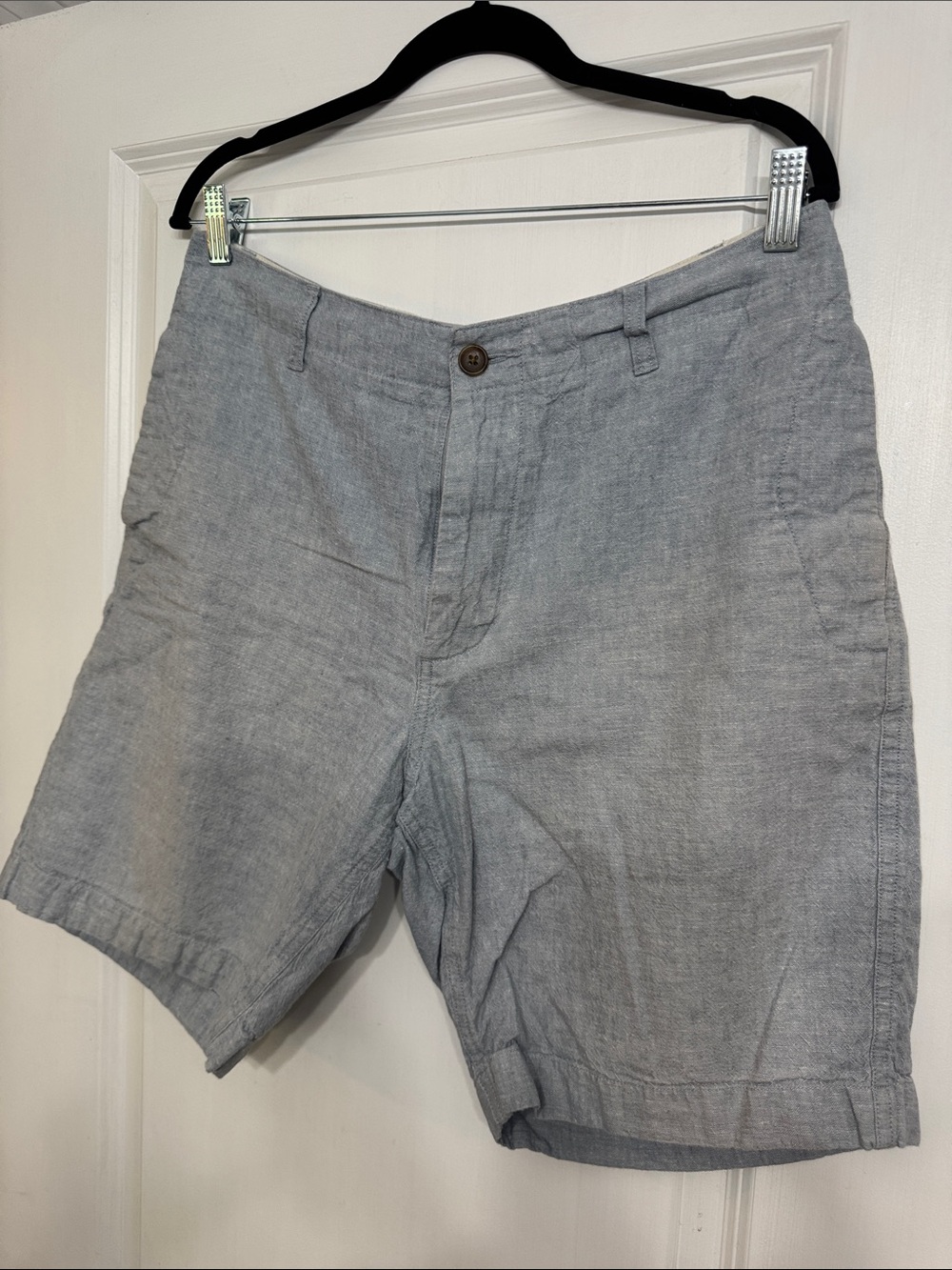J. Crew Light Gray Flat Front Linen-Blend Men's Shorts